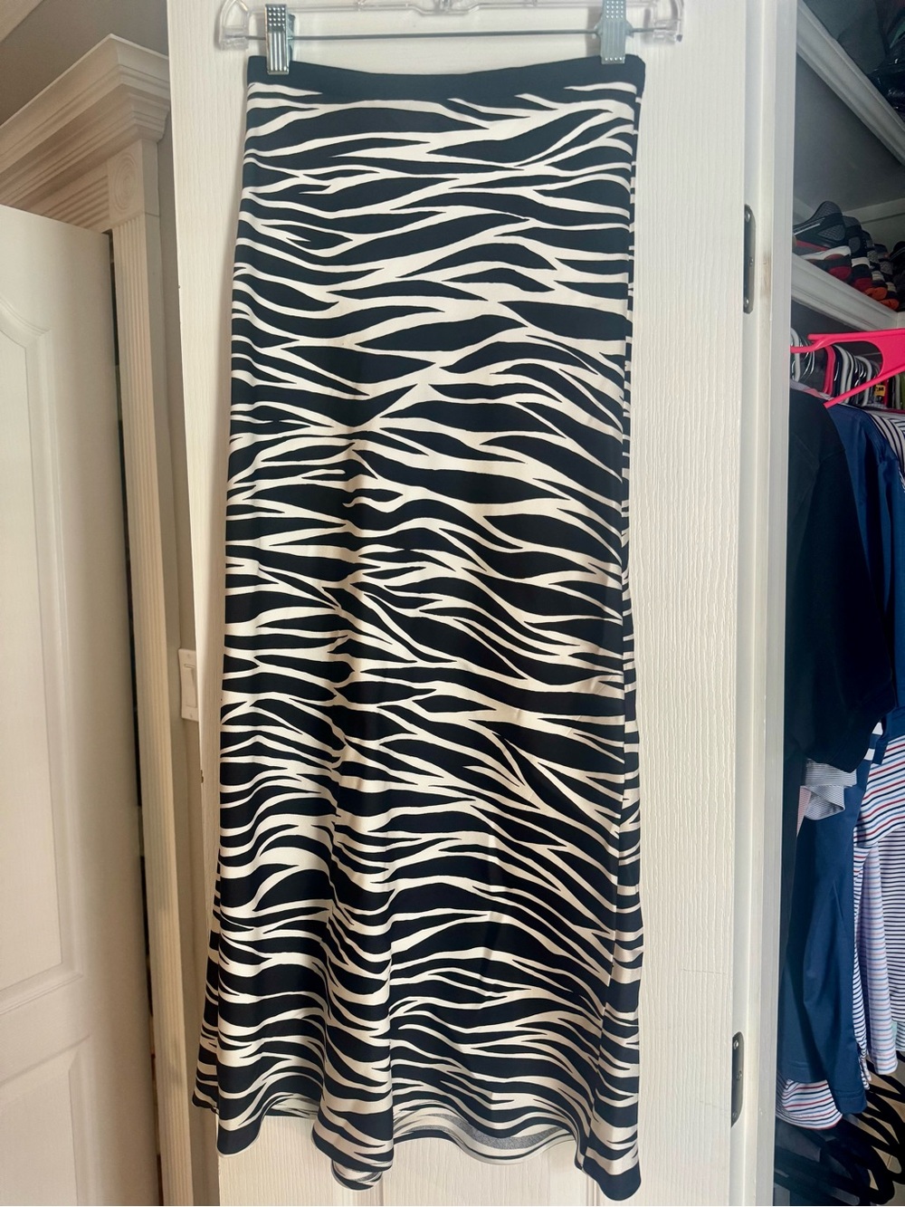Anine Bing Silk Black & White Zebra-Print Midi Skirt